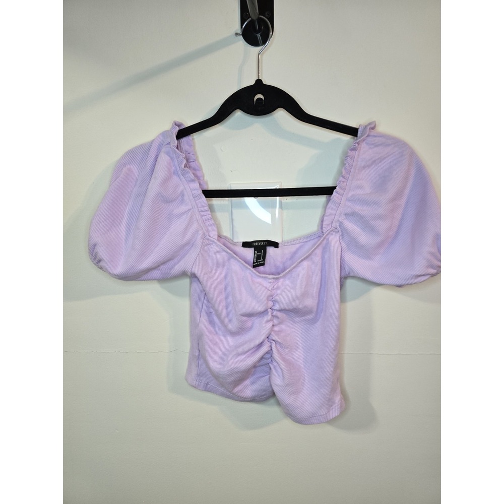 Milkmaid Coquette Cottage Core Ruched Bodice Puff Sleeve Cropped Top, Size Small